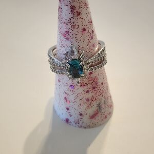 Bomb Party RBP7467 Rocking the Glam LC Green Tourmaline Rhodium Size 8 NEW NIP